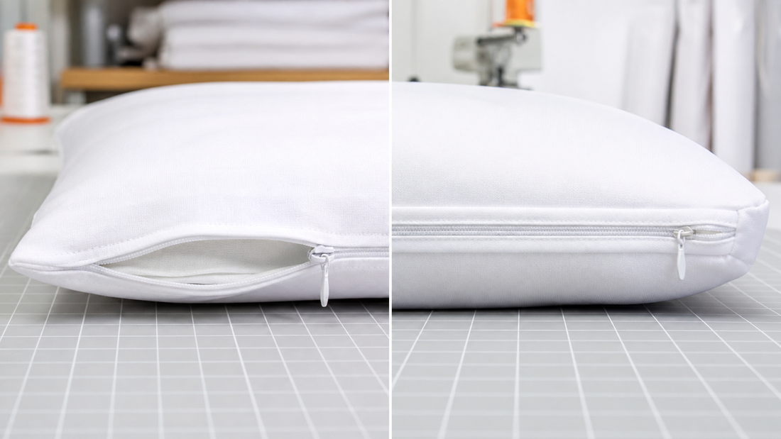 Dakimakura bottom zipper and side zipper construction comparison