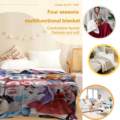Custom VTuber blanket lifestyle photo – personalized anime room decor printed to order