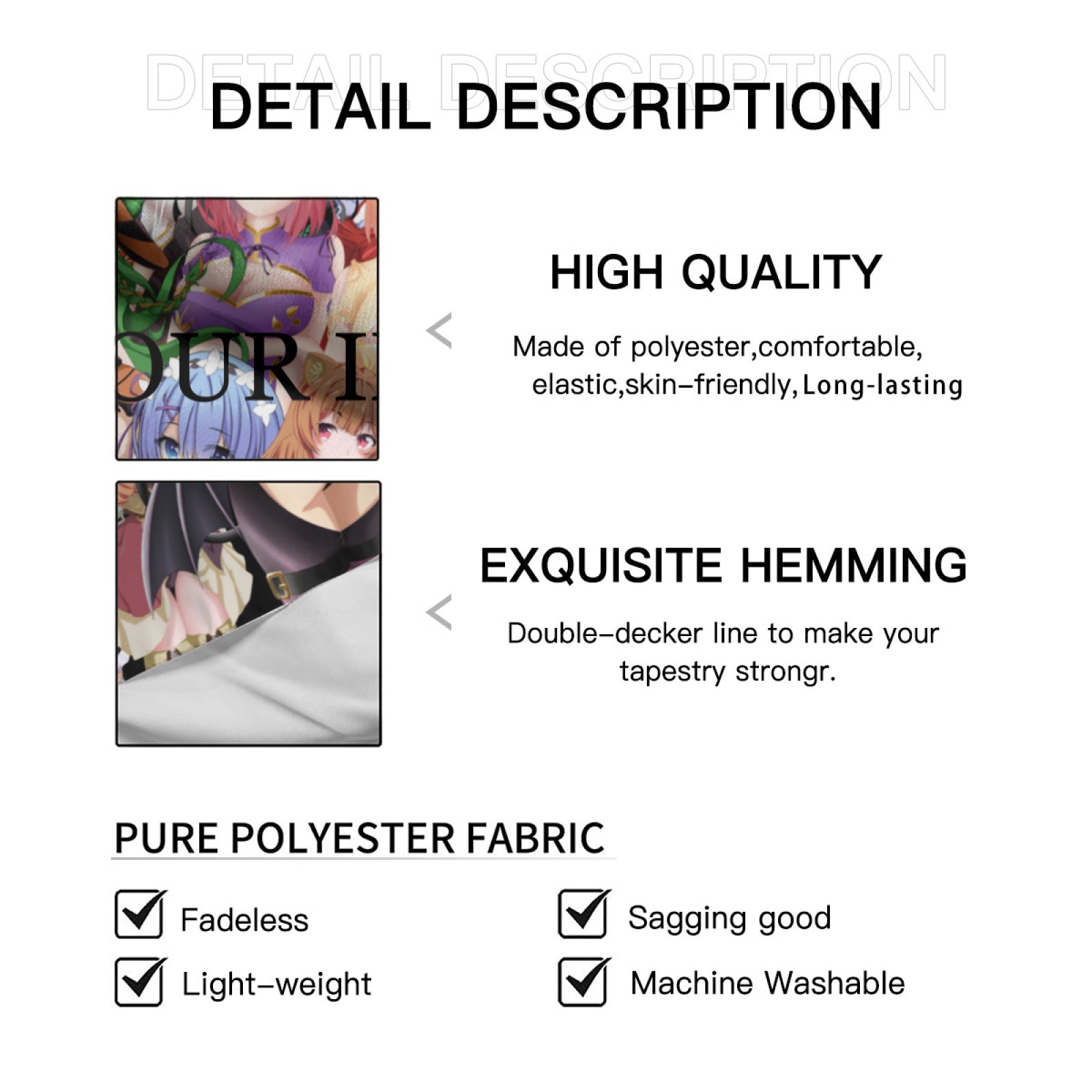 Custom VTuber wall scroll tapestry – high-quality fabric print for anime streamer room decor