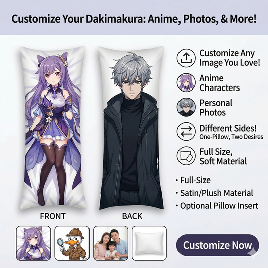 Custom Dakimakura Anime Body Pillow Cover | Print Your Own Art, Waifu, Pet or Photo | Premium 2-Way Tricot & Peach Skin | 150x50 160x50cm