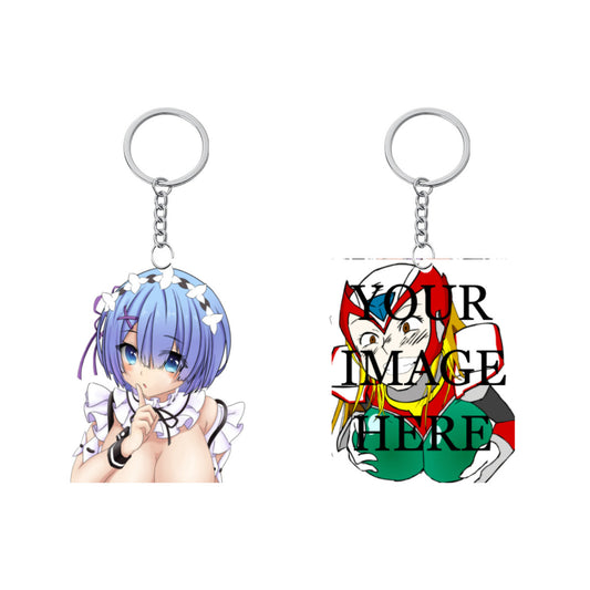Custom Dakimakura Keychain Personalized Waifu Anime Art Solid Wood Keychain Gifts(Wood))